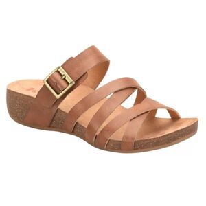 Korks Aster low heel Brown Strappy Sandals Vegan Leather size 8